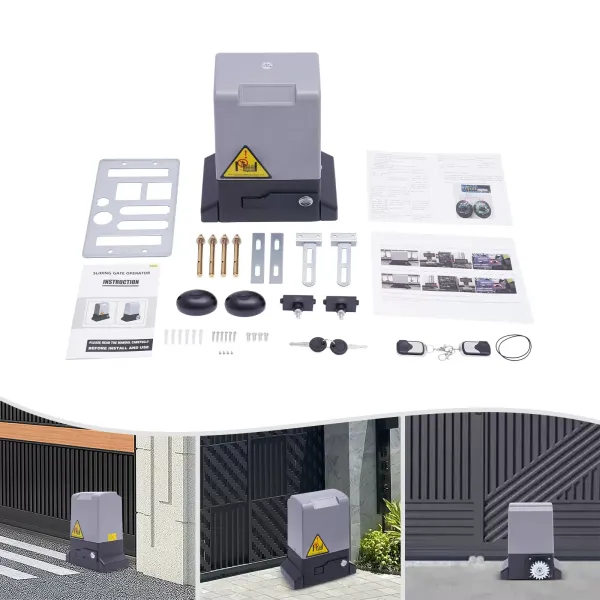 Motor pro posuvnou bránu - 550 W - Elektrický - 1200 kg - Se 2 dálkovými ovladači a 6 regály