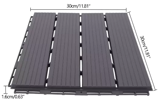 Sada 22 ks zahradní, terasa, balkonová dlažba, klikací, s drenáží, na zahradu, terasu, balkon, sada 11 ks na 1 m², 30 x 30 cm, šedý čtverec
