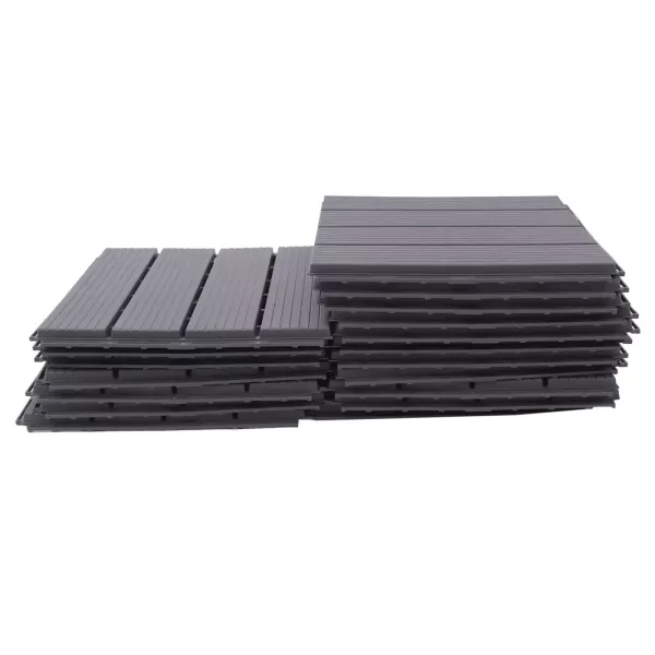 Sada 22 ks dlaždic zahradní, terasa, balkón, klikací, s drenáží, na zahradu, terasu, balkon, sada 11 ks na 1 m², 30 x 30 cm, šedý čtverec