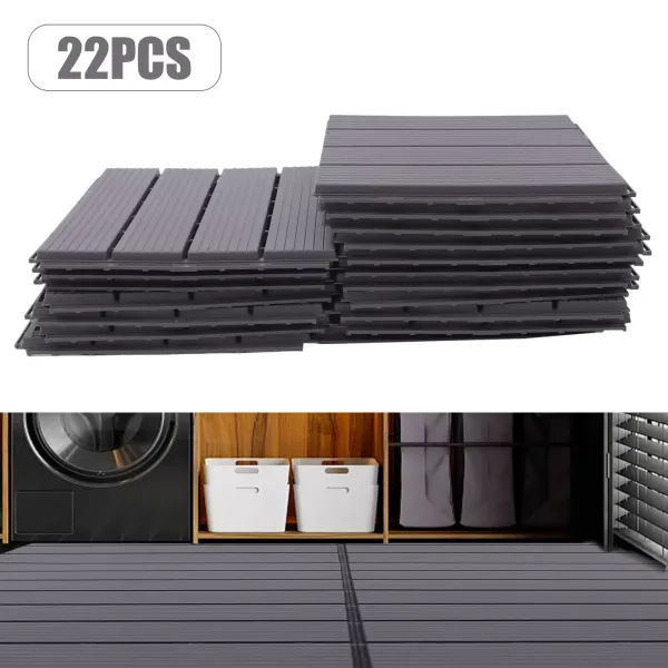 Sada 22 ks dlaždic zahradní, terasa, balkón, klikací, s drenáží, na zahradu, terasu, balkon, sada 11 ks na 1 m², 30 x 30 cm, šedý čtverec Sada 22 ks dlaždic zahradní, terasa, balkón, klikací, s drenáží, na zahradu, terasu, balkon, sada 11 ks na 1 m², 30 x 30 cm, šedý čtverec