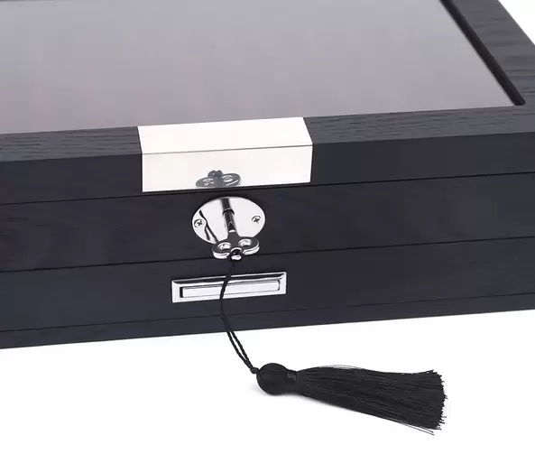 Dřevěné pouzdro na pera - pojme až 23 per - úložný box s okénkem