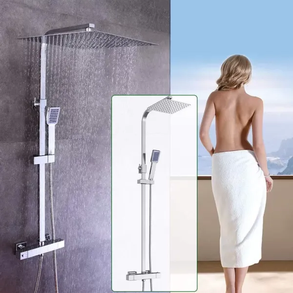 Sprchová souprava se systémem dešťové sprchy, nerezová ocel, s termostatickou sprchovou hlavicí, sprchová hlavice, 30 cm Sprchová souprava se systémem dešťové sprchy, nerezová ocel, s termostatickou sprchovou hlavicí, sprchová hlavice, 30 cm