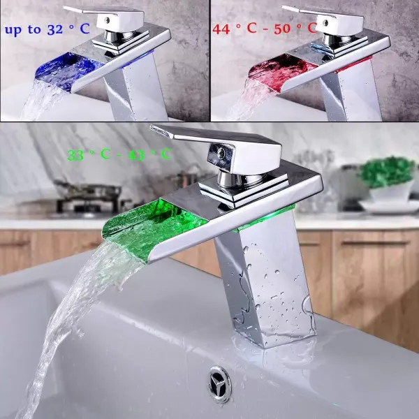 LED RGB Waterfall 3 barevná směšovací baterie pro koupelnu/vanu/kuchyň LED RGB Waterfall 3 barevná směšovací baterie pro koupelnu/vanu/kuchyň