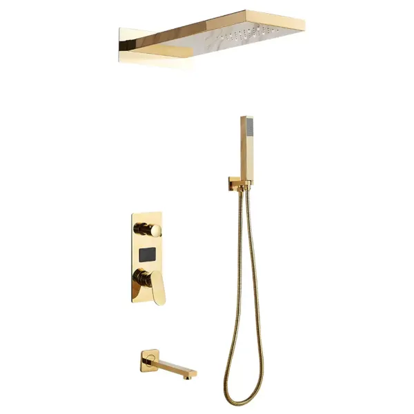 Sprchový systém s LED, nástěnný, Euro styl, multifunkční sprchový set se sprchovou hlavicí a ruční sprchou Sprchový systém s LED, nástěnný, Euro styl, multifunkční sprchový set se sprchovou hlavicí a ruční sprchou