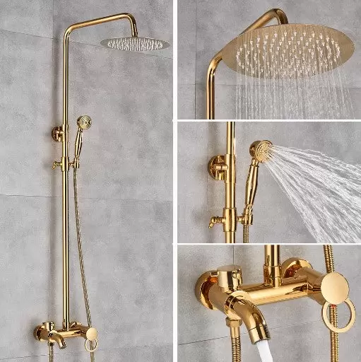 Morden Rain Shower System s výškově nastavitelnou ruční sprchou do koupelny 20 cm Gold