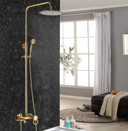 Morden Rain Shower System s výškově nastavitelnou ruční sprchou do koupelny 20 cm Gold