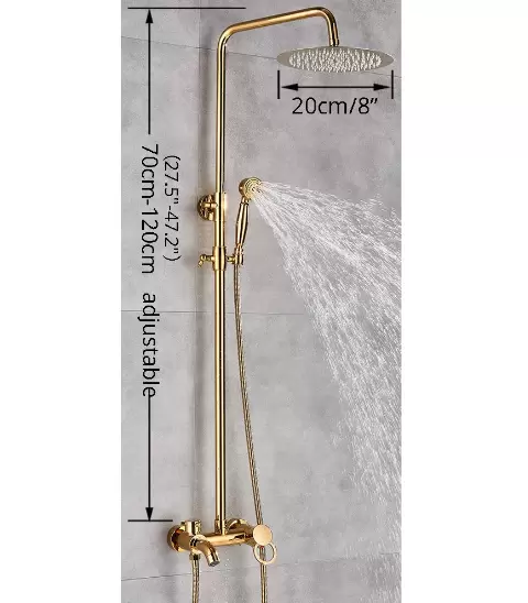 Morden Rain Shower System s výškově nastavitelnou ruční sprchou do koupelny 20 cm Gold