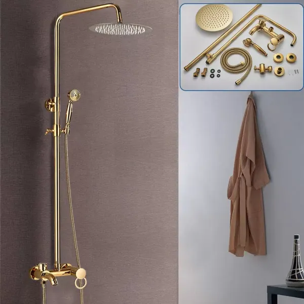Morden Rain Shower System s výškově nastavitelnou ruční sprchou do koupelny 20 cm Gold