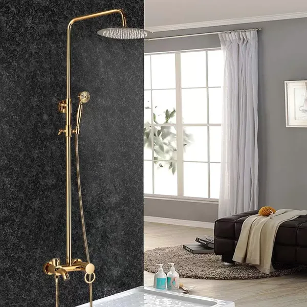 Morden Rain Shower System s výškově nastavitelnou ruční sprchou do koupelny 20 cm Gold Morden Rain Shower System s výškově nastavitelnou ruční sprchou do koupelny 20 cm Gold