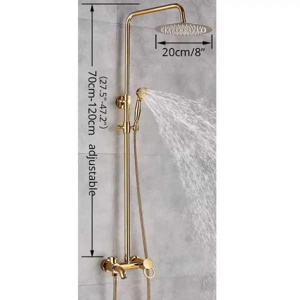 Morden Rain Shower System s výškově nastavitelnou ruční sprchou do koupelny 20 cm Gold
