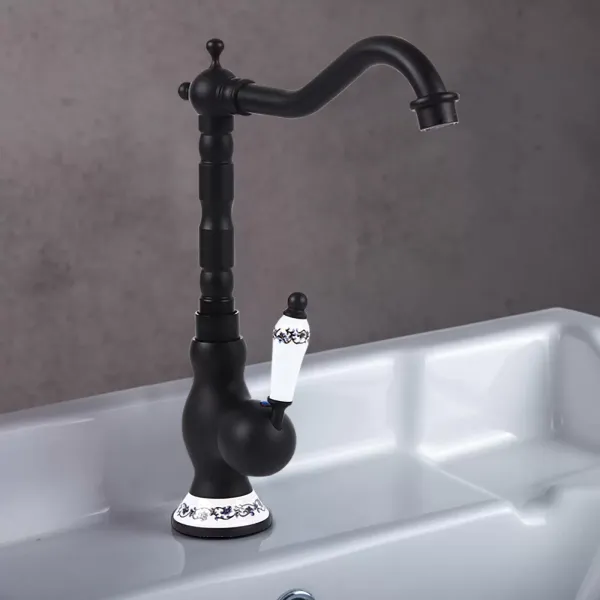 Tradiční matná černá kuchyňská baterie do koupelny umyvadlová baterie v retro stylu