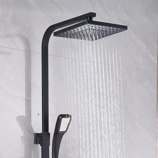 Černý sprchový sloup do koupelny Kompletní sprchový set se sprchovou baterií a ruční sprchou Nastavitelná výška