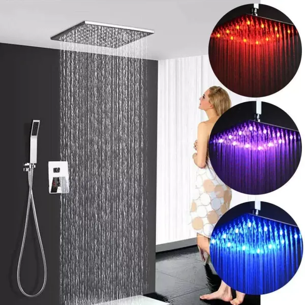 Ruční sprcha 30*30 cm Systém dešťové sprchy LED stropní rozprašovač v závislosti na teplotě vody Ruční sprcha 30*30 cm Systém dešťové sprchy LED stropní rozprašovač v závislosti na teplotě vody