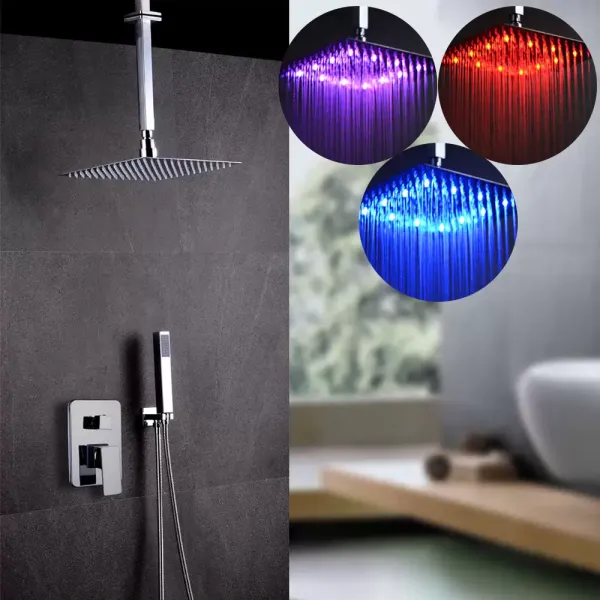 Ruční sprcha 30*30 cm Systém dešťové sprchy LED stropní rozprašovač v závislosti na teplotě vody Ruční sprcha 30*30 cm Systém dešťové sprchy LED stropní rozprašovač v závislosti na teplotě vody