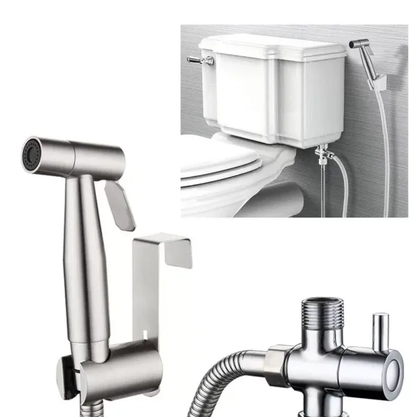 Bidet Nerezový čistič a rozprašovač na WC s hadicí pro dámské prádlo, dětské pleny
