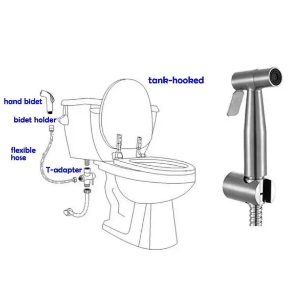 Bidet Nerezový čistič a rozprašovač na WC s hadicí pro dámské prádlo, dětské pleny