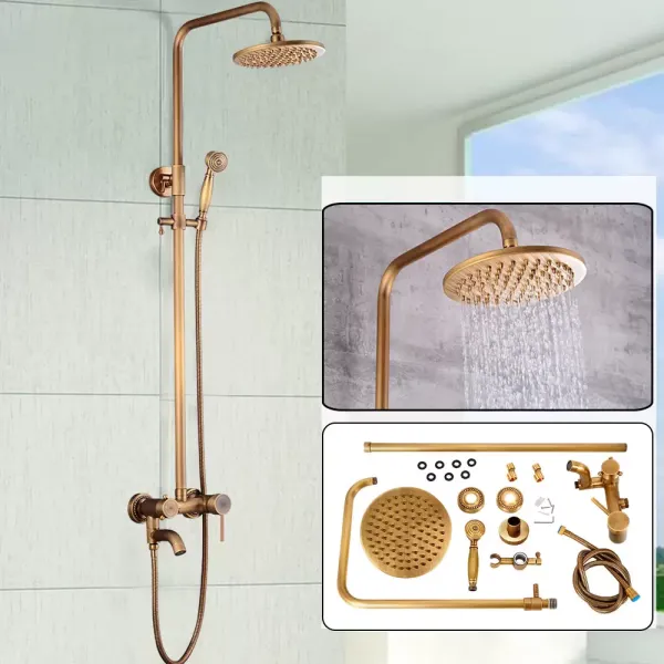 Retro mosazná sprchová sada – bronzový sprchový systém Retro mosazná sprchová sada – bronzový sprchový systém