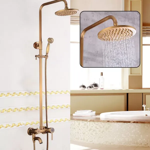 Retro mosazná sprchová sada – bronzový sprchový systém Retro mosazná sprchová sada – bronzový sprchový systém