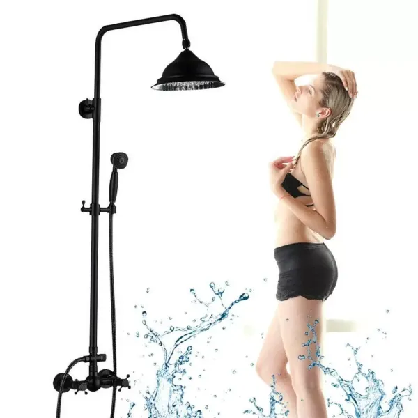 8" retro sprchový sloup - Se sprchovou hlavicí - Výška nastavitelná od 80 do 120 cm
