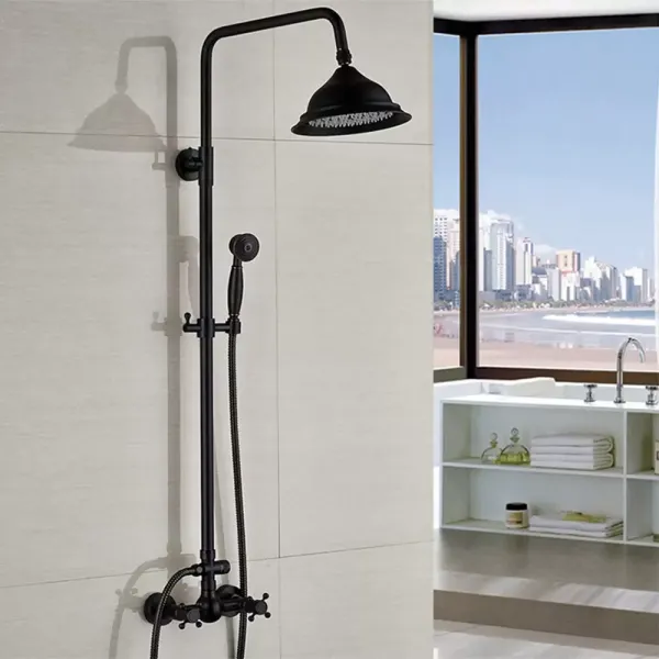 8" retro sprchový sloup - Se sprchovou hlavicí - Výška nastavitelná od 80 do 120 cm