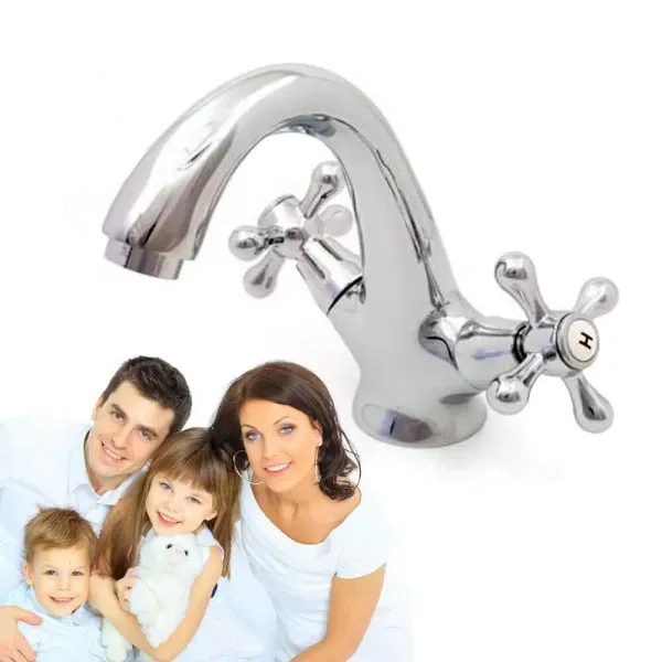 Chromová umyvadlová baterie, koupelnová baterie se dvěma rukojeťmi, dřezová baterie Chromová umyvadlová baterie, koupelnová baterie se dvěma rukojeťmi, dřezová baterie