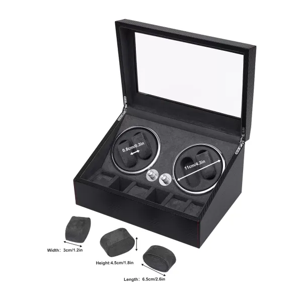 Automatický natahovač hodinek pro 4+6 stopky Tichý motor PU pouzdro pro vitrínu hodinek Automatický natahovač hodinek pro 4+6 stopky Tichý motor PU pouzdro pro vitrínu hodinek