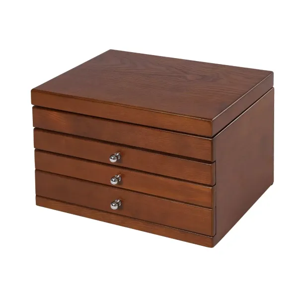 Velká dřevěná krabička na šperky Women Organizer stojící zrcadlo Vintage dárek