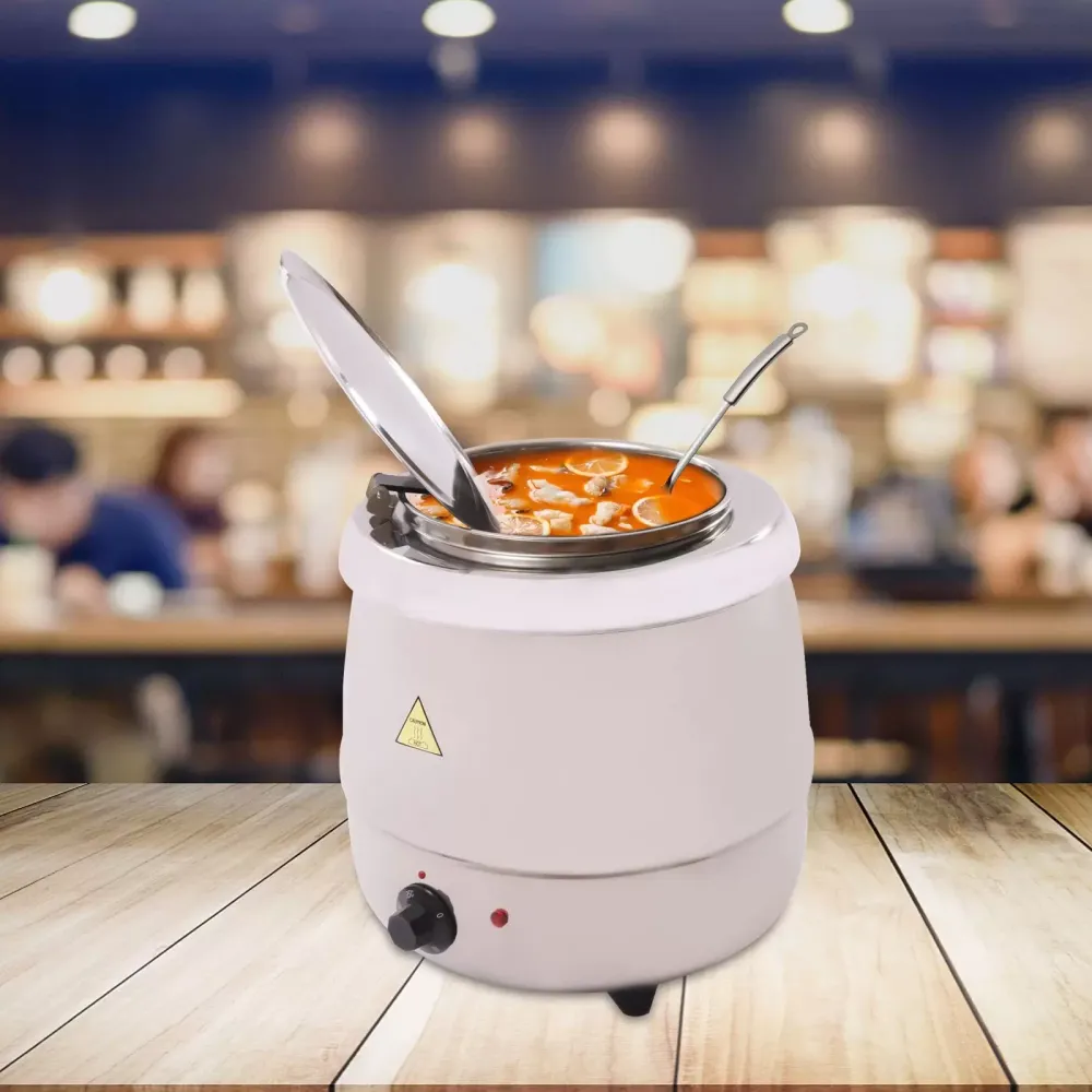 Komerční ohřívač polévek s víkem a odnímatelnou nerezovou vložkou pro bufet, restauraci