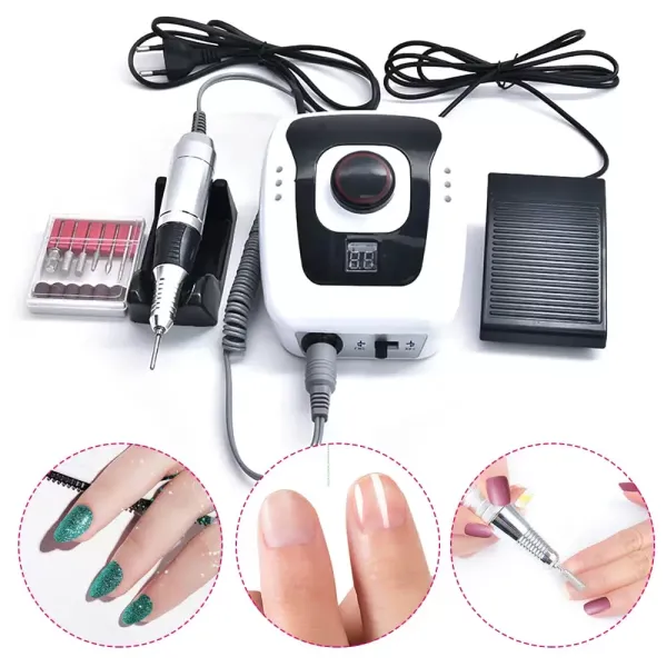 Elektrická vrtačka na nehty, 35000RPM vrtačka na nehty, lešticí sada, pro domácí nehtový salon
