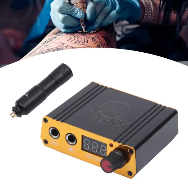 Sada pro rotační tetování s 10 jehlami, tetovacím zdrojem, nožním pedálem pro začátečníky v tetování