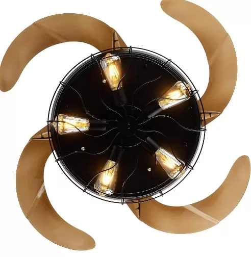 Retro kovový stropní ventilátor se 4 zatahovacími lopatkami se světlem a dálkovým ovládáním – moderní tichý a malý lopatky – 108 cm