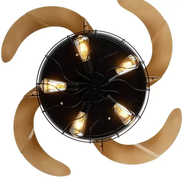 Retro kovový stropní ventilátor se 4 zatahovacími lopatkami se světlem a dálkovým ovládáním – moderní tichý a malý lopatky – 108 cm