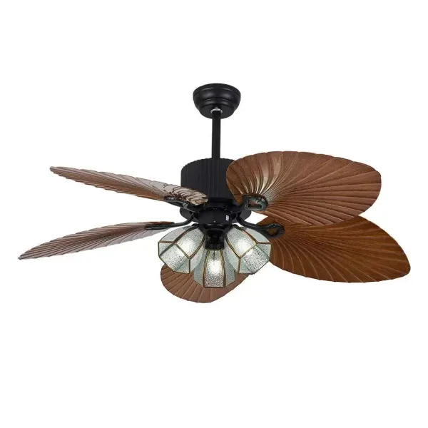 Stropní ventilátor s palmovým listem s lehkým 52" průmyslovým ventilátorem Stropní světlo Vintage retro stropní ventilátor starožitný lustr
