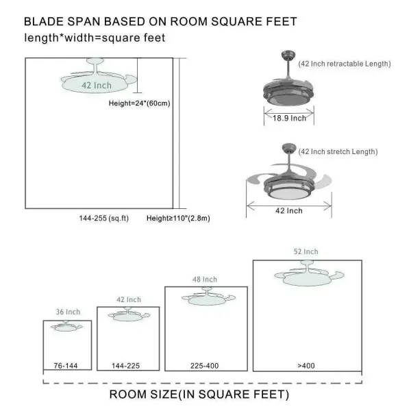 42" stropní ventilátor s osvětlením a dálkovým ovládáním 42" křišťálový stropní ventilátor, světelný lustr, zatahovací lopatka s dálkovým ovládáním 36W
