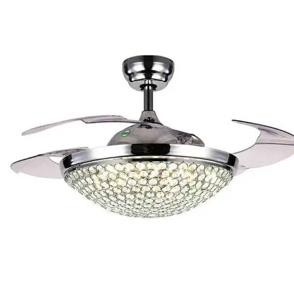 Luxusní křišťálový stropní ventilátor s osvětlením, ventilační lampou, nízkou hlučností, 40W moderní lustr s dálkovým ovládáním