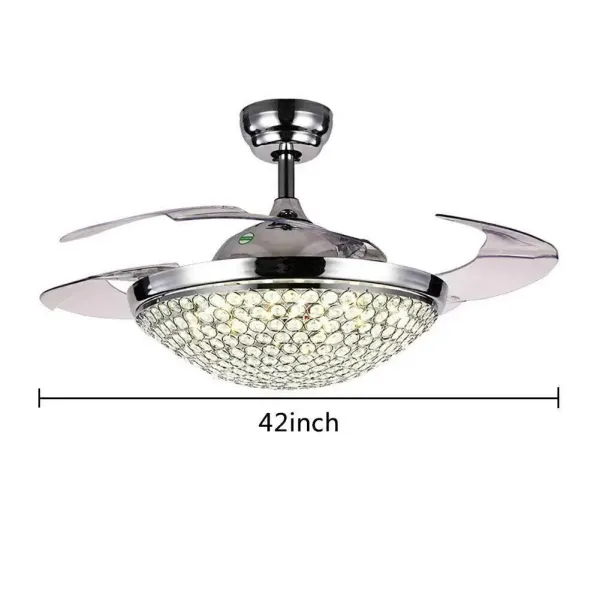 Luxusní křišťálový stropní ventilátor s osvětlením, ventilační lampou, nízkou hlučností, 40W moderní lustr s dálkovým ovládáním