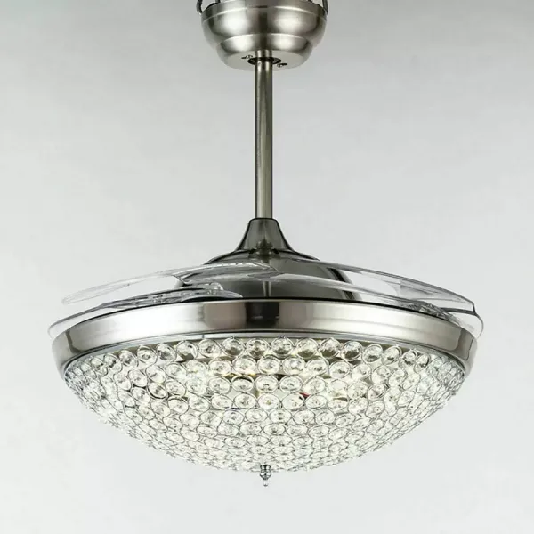 Luxusní křišťálový stropní ventilátor s osvětlením, ventilační lampou, nízkou hlučností, 40W moderní lustr s dálkovým ovládáním