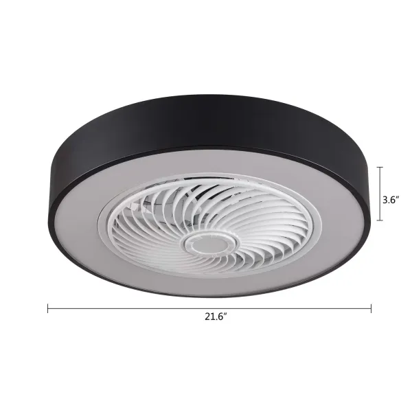 LED stropní ventilátor se světlem a dálkovým ovládáním, 22palcový, stmívatelná rychlost větru a teplota barev