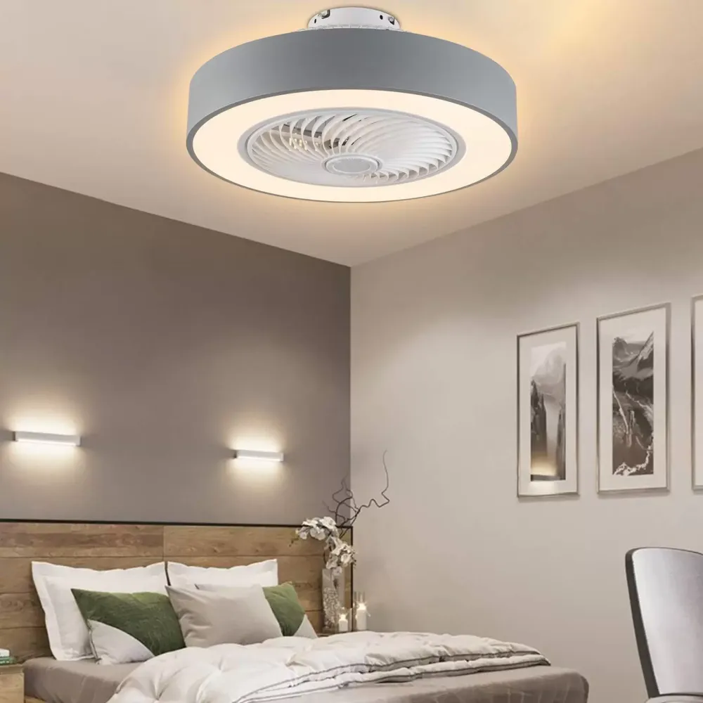LED stropní ventilátor dvě barvy stmívatelné pomocí dálkového ovládání Dětské ložnice Kancelářské osvětlení Stropní lampa (šedá) Stmívání šedé barvy Evropské nařízení