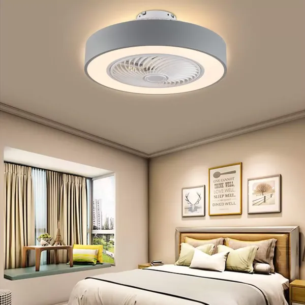 LED stropní ventilátor dvě barvy stmívatelné pomocí dálkového ovládání Dětské ložnice Kancelářské osvětlení Stropní lampa (šedá) Stmívání šedé barvy Evropské nařízení