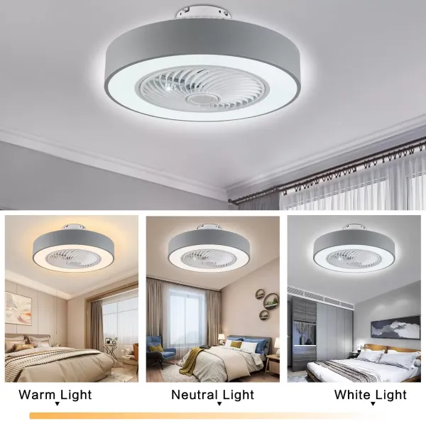 LED stropní ventilátor dvě barvy stmívatelné pomocí dálkového ovládání Dětské ložnice Kancelářské osvětlení Stropní lampa (šedá) Stmívání šedé barvy Evropské nařízení