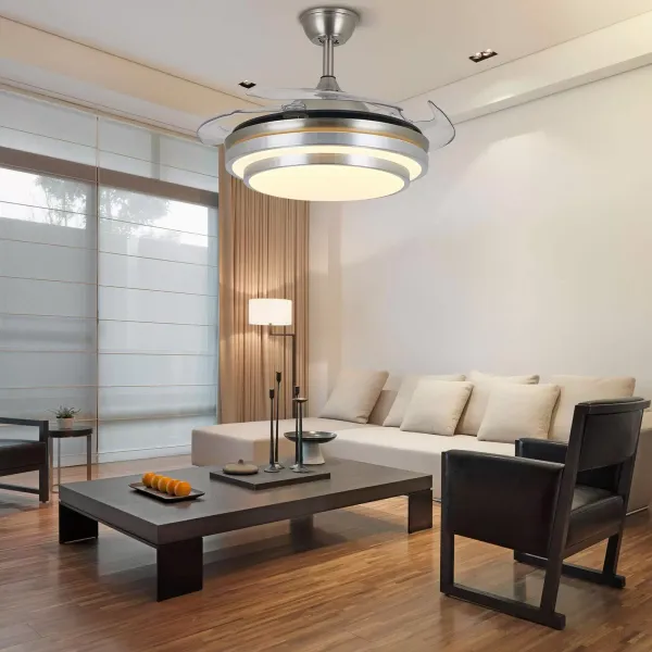 36" stropní ventilátor s osvětlením Neviditelné dálkové ovládání Ventilátor se 4 zatahovacími lopatkami pro jídelnu