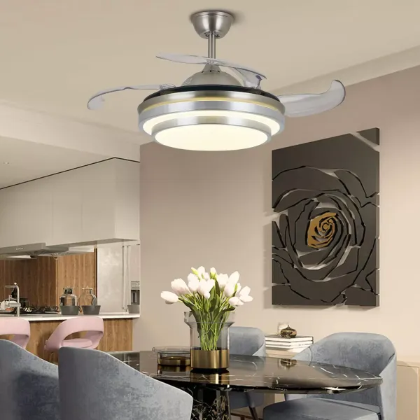 36" stropní ventilátor s osvětlením Neviditelné dálkové ovládání Ventilátor se 4 zatahovacími lopatkami pro jídelnu 36" stropní ventilátor s osvětlením Neviditelné dálkové ovládání Ventilátor se 4 zatahovacími lopatkami pro jídelnu