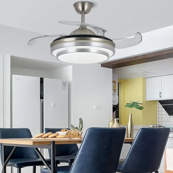 36" stropní ventilátor s osvětlením Neviditelné dálkové ovládání Ventilátor se 4 zatahovacími lopatkami pro jídelnu