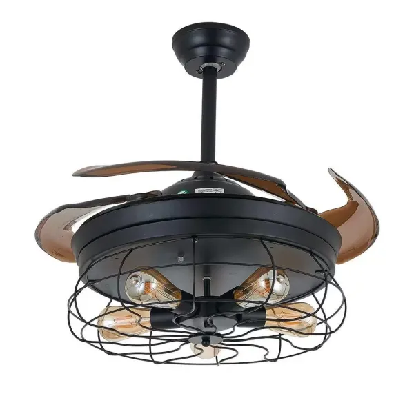 36palcový stropní ventilátor 40W průmyslový ventilátor s LED osvětlením Stropní světlo stmívatelné Moderní stropní svítidlo Světlo stropního ventilátoru Dálkové ovládání Klecový lustr