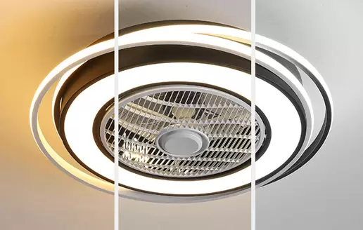 Stropní ventilátor s LED osvětlením a dálkovým ovládáním - 3 druhy barev osvětlení - Polozápustné osvětlení