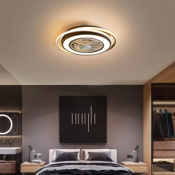 Stropní ventilátor s LED osvětlením a dálkovým ovládáním - 3 druhy barev osvětlení - Polozápustné osvětlení