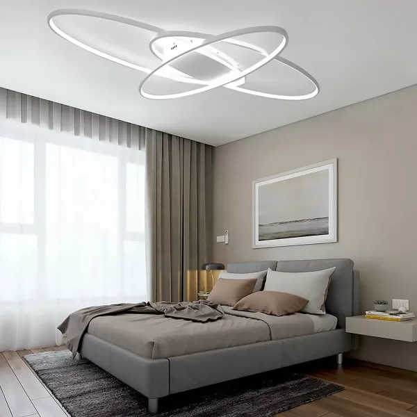 LED stropní svítidlo do ložnice – 95 x 65 cm – bílé – stmívatelné dálkovým ovladačem