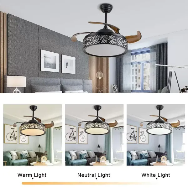 42" moderní LED stropní ventilátor - stmívatelný - 4 lopatky - s dálkovým ovládáním