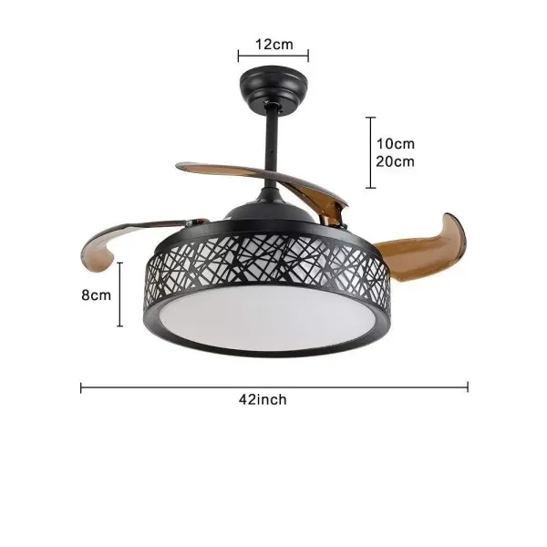 42" moderní LED stropní ventilátor - stmívatelný - 4 lopatky - s dálkovým ovládáním